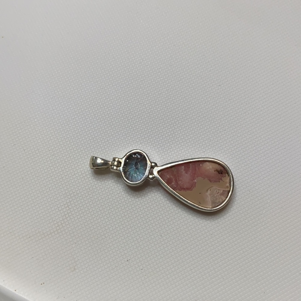 Rhodochrosite and Mystic Topaz Pendant - Picture 3 of 4